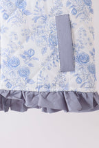 Blue floral ruffle vest