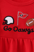 Red Georgia Go Dawgs Embroidery Ruffle Bubble