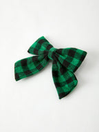 Winter Christmas Plaid Bow Hair Clip
