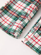 Christmas Jonjon Plaid Smocking Embroidered Boys Romper