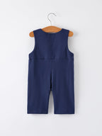 Christmas Holiday Celebration Baby Boys Romper: Navy with Santa Sleigh