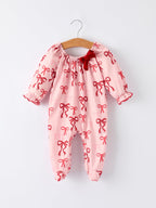 Bow Print Baby Girls Romper