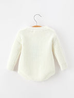 Winter Christmas Tree Girls Knit Romper Bow Long Sleeve