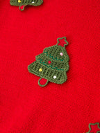Baby Girls Christmas Red Knit Tree Appliqué Romper