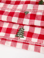 Christmas Tree Embroidered Plaid Girls Ruffle Collar Dress