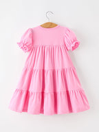 Christmas Santa Embroidery Girls Dress Ruffle Sleeve