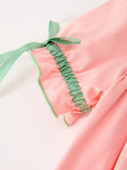 Christmas Baby Girls Pink Christmas Tree Embroidered Ruffle Romper