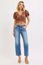 RISEN High Rise Crop Boyfriend Tapered Jeans
