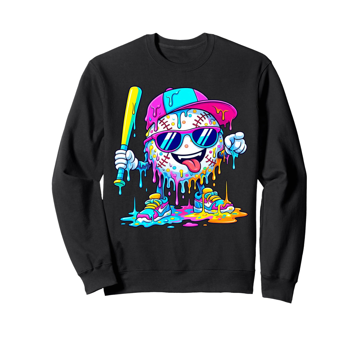 Baseball Drip Ice Cream Drip Baseball Sweatshirt - Minimalist Print Unisex