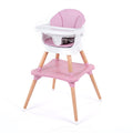 9-in-1 Convertible High Chair with Solid Wood Legs - Pink