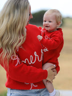 Christmas Candy Cane Merry Knit Baby Romper