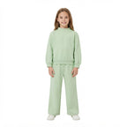 Long sleeves green cotton top pants kids girls outfits