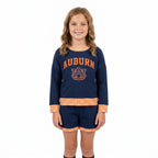 Long sleeves A U vinyl top shorts girls team outfits