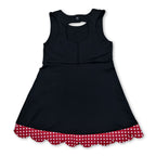 Sleeveless plaid scallop black kids girls athletic dresses