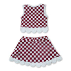 Sleeveless hog plaid scallop girls team active wear set