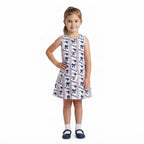 Sleeveless navy bow kids girls team summer dress