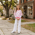 Long sleeves bow pink pumpkin girls fall shirt