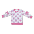 Long sleeves bow pink pumpkin girls fall shirt