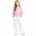 Long sleeves pink plaid kids girls mock neck sweatshirt