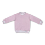 Long sleeves pink plaid kids girls mock neck sweatshirt