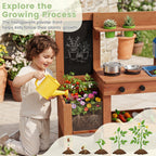 Kids Mud Kitchen with Planter Box and 13 Accessories