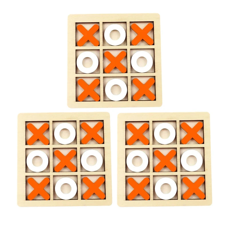 Montessori Wooden Tic-Tac-Toe (XO) Puzzle Board 9.8×9.8 cm (3.9×3.9 in) – Educational Brain Training Toy for Kids