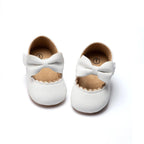 Baby Girl Bowknot First Walker Shoes - Anti-Slip Rubber Sole Dress & Crib Shoes