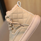Kids Winter Plush Ankle Boots for Boys & Girls – Warm Zip Casual Boots, Sizes 21–30 (13–18 cm / 5.1–7.1 in)