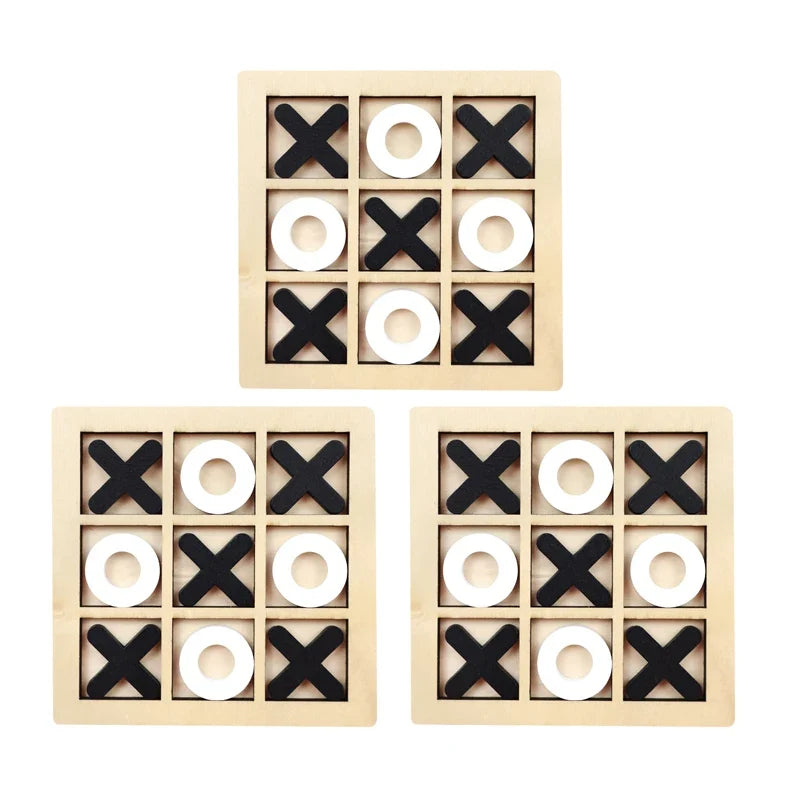 Montessori Wooden Tic-Tac-Toe (XO) Puzzle Board 9.8×9.8 cm (3.9×3.9 in) – Educational Brain Training Toy for Kids