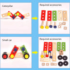 Montessori Wooden & Plastic Kids Toolbox Set - Educational DIY Carpenter Pretend Play Tool Kit for Children