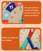 Montessori Wooden Learning Clock with Time Cards — Educational Teaching Aid for Kindergarten and Interactive Playroom