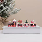 Hand-Painted Wooden Christmas Train Set Mini Tabletop Holiday Decorations