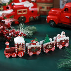 Hand-Painted Wooden Christmas Train Set Mini Tabletop Holiday Decorations