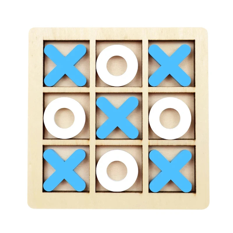 Montessori Wooden Tic-Tac-Toe (XO) Puzzle Board 9.8×9.8 cm (3.9×3.9 in) – Educational Brain Training Toy for Kids