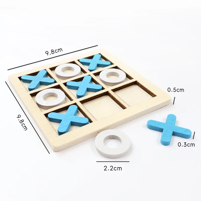 Montessori Wooden Tic-Tac-Toe (XO) Puzzle Board 9.8×9.8 cm (3.9×3.9 in) – Educational Brain Training Toy for Kids