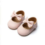 Baby Girl Bowknot First Walker Shoes - Anti-Slip Rubber Sole Dress & Crib Shoes