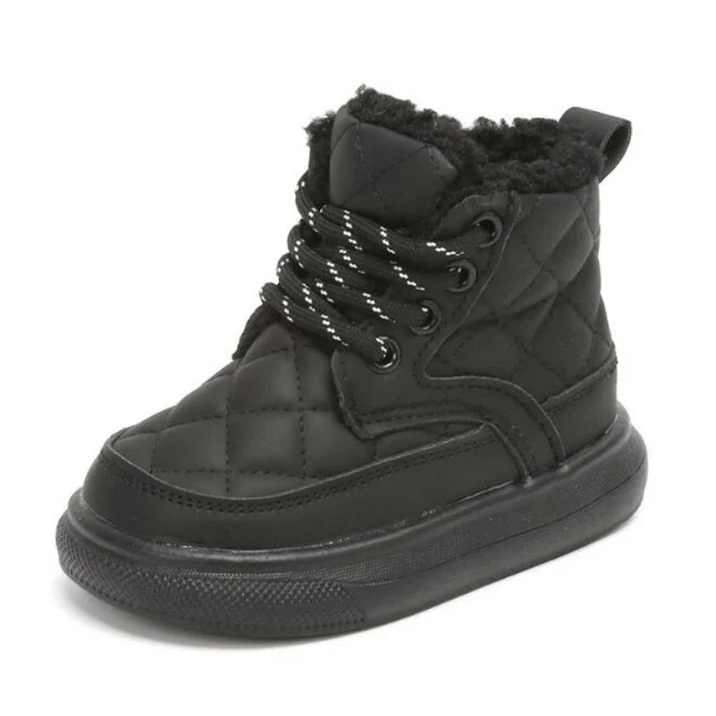 Kids Winter Plush Ankle Boots for Boys & Girls – Warm Zip Casual Boots, Sizes 21–30 (13–18 cm / 5.1–7.1 in)