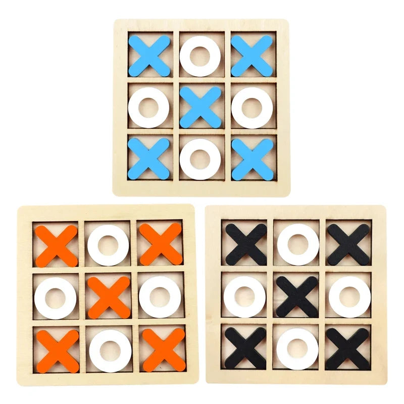 Montessori Wooden Tic-Tac-Toe (XO) Puzzle Board 9.8×9.8 cm (3.9×3.9 in) – Educational Brain Training Toy for Kids