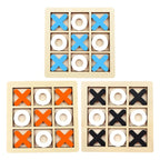 Montessori Wooden Tic-Tac-Toe (XO) Puzzle Board 9.8×9.8 cm (3.9×3.9 in) – Educational Brain Training Toy for Kids