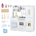 Wooden Play Kitchen with Lights & Sounds for Kids Ages 3+
