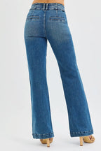 RISEN Full Size Tummy Control High Rise Bootcut Jeans with Double Button Waistband Plus Size