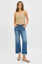 RISEN Full Size Mid Rise Crop Straight Jeans Plus Size